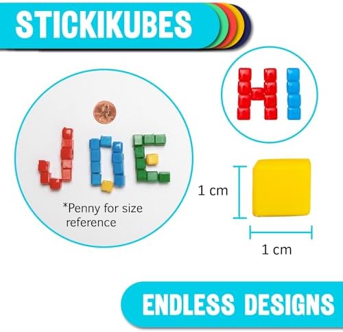 StickiKubes 250-Pack, 4 Colors, Mini Sticky Stacking Cubes, STEM Blocks - Image 2
