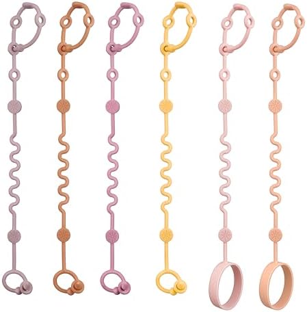 LittleHugs Toy Straps for Baby, 6pcs Adjustable Toy Holder for Stroller Accessories, Silicone Tether Pacifier Clip, No Throw Travel Essential Leash for High Chair, Car Seat by LittleHugs