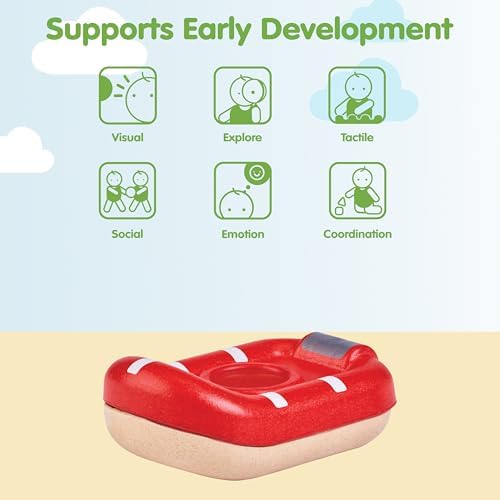 PlanToys® Wooden Whitewater Raft, Waterproof Kids Bath & Water Play Toy - Image 4