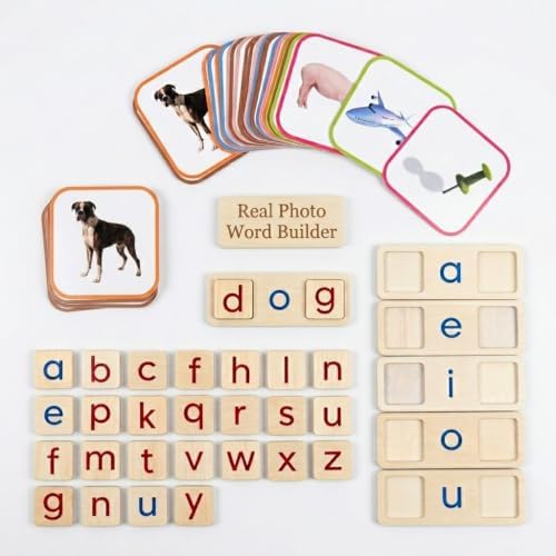 Montessori Wooden CVC Word Game | Real Photo Phonics Flash Cards Ages 3+ - Image 7