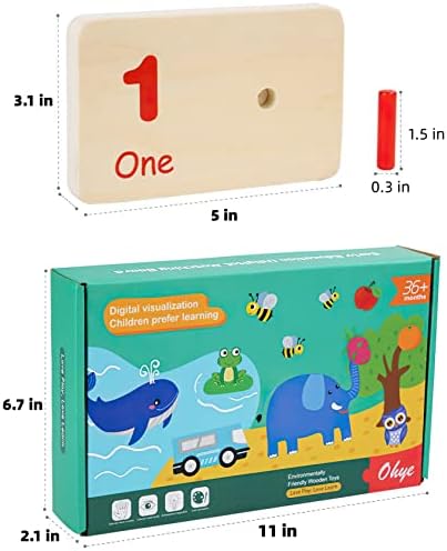 Montessori Number Counting Blocks Peg Board Toys, Wooden Math Manipulative Materials for Preschool, Number Montessori Learning Toy for Kindergarteners (Colorful Peg) - Image 5