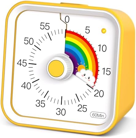 Visual Timer for Kids, Rainbow Timer with Pause Function, Yellow by InfPokidCuteVisualTimer