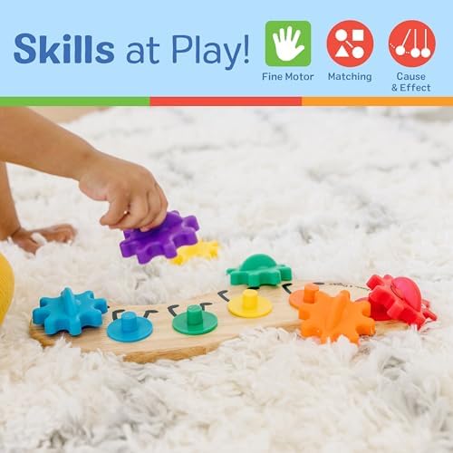 Melissa & Doug Rainbow Caterpillar Gear Toy with 6 Interchangeable Gears - Image 5