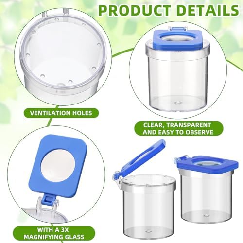 Halloscume 4 Pcs Insect Bug Viewer for Kids Magnifying Insect Box Bug Catcher Magnifier Container Critter Collection Kit Insect Cage Jar for Children Science Nature Exploration Tool - Image 3