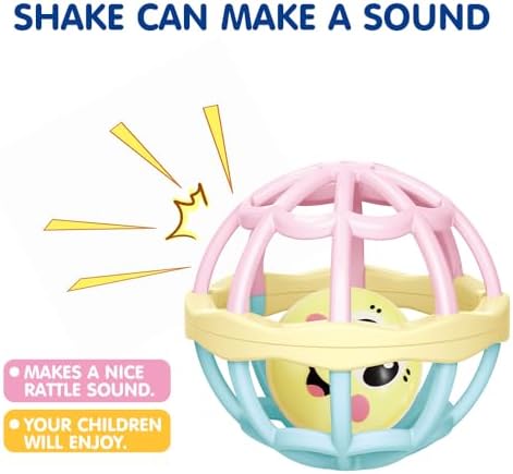 WEofferwhatYOUwant Baby Teether – Large Sensory Play Ball with Pastel Rattle – Easy Grip for Infants – Promotes Motor Skills & Tummy Time – BPA-Free, Safe Baby Toy for 0-6 Months - Image 2