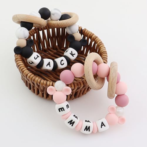 Personalized Baby Teether Rattle with Name (Black) - Image 5
