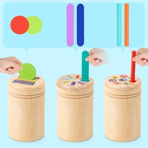 Montessori Toys for 3 4 5 Year Old, 3 in 1 Wooden Color Sorting Toys, Preschool Learning Activities Fine Motor Skills Sensory Toys for Toddlers - Image 6