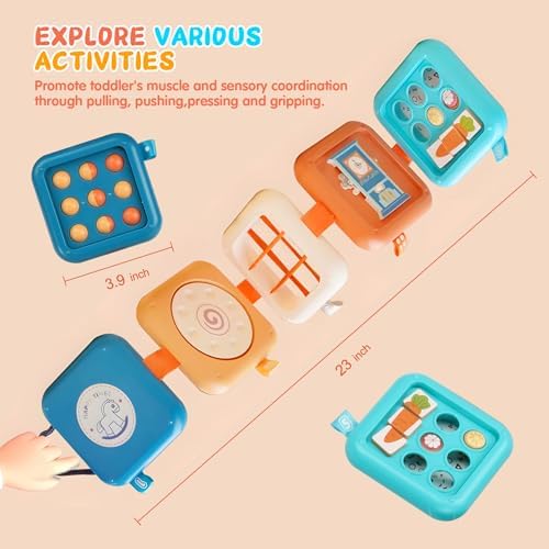 Busy Board for 1 Year Old, Travel Toys for Toddler 1-3 on Plane Car, Montessori Busy Board Busy Cube, Toys for 1 Year Old Boy Girl, Stocking Stuffers for Toddler (Blue) - Image 3