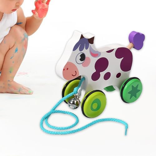 Pull Along Toy with String, Animal Push and Pull Along Toys, Cow - Image 6