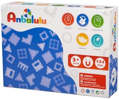 Anbalulu 134PCS Magnetic Building Tiles: Durable STEM Toys with Strong Magnets for Kids, Educational Building Blocks for Group Play Activities | Gift for Boys Girls 3+ (Pack of 6) - Image 2