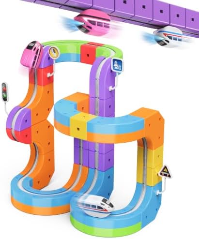 Electric Train Set,3D Infinity Flexible Tracks with Anti-Gravity 2 Cars for Kids Ages 3-8,DIY Race Track Block Building Toys,53pcs STEM Toy Train Birthday Gifts for Boys and Girls by Unknown