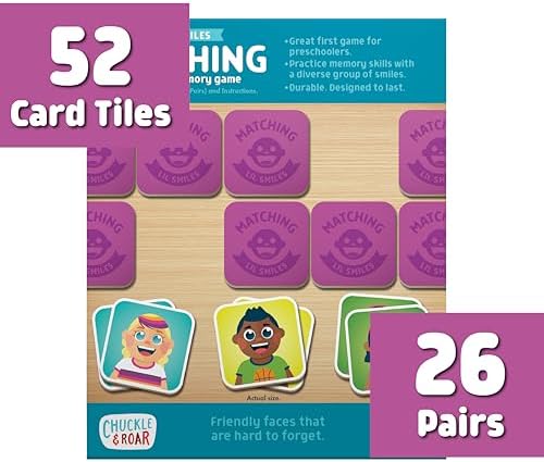 Chuckle & Roar Lil Smiles Matching Memory Game – Preschool Concentration Board Game with Friendly Faces, 3 Themed Decks (at Home, Outside, On-The-Go), 180 Cards, 2–6 Players, Ages 6+ - Image 2