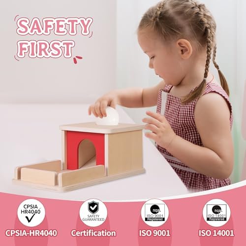 Montessori Wooden Object Permanence Box Toys for Babies, Ball Drop Toy with Tray for 18+ Months Kids, Fine Motor Toys for 2 3 Years Old, Sensory Toy Early Age Learning Materials - Image 3