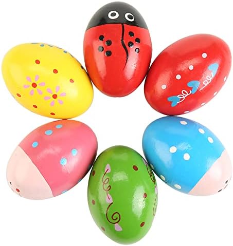 6Pcs Wooden Egg Shakers Hand Musical Maracas Percussion Instruments by MGTECH