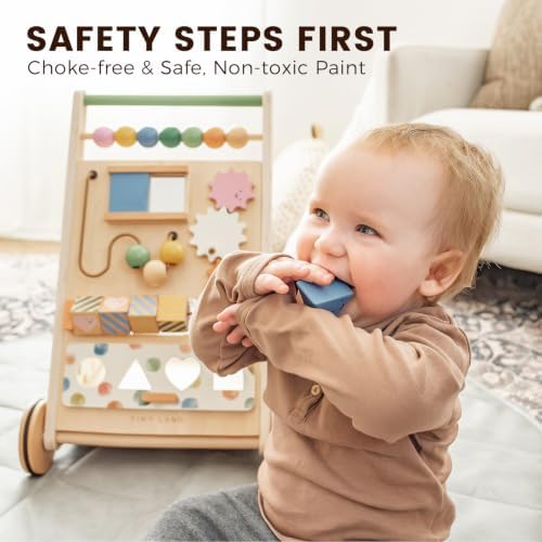 Tiny Land Wooden Baby Walker with Activity Center, Montessori Push Walker - Image 5