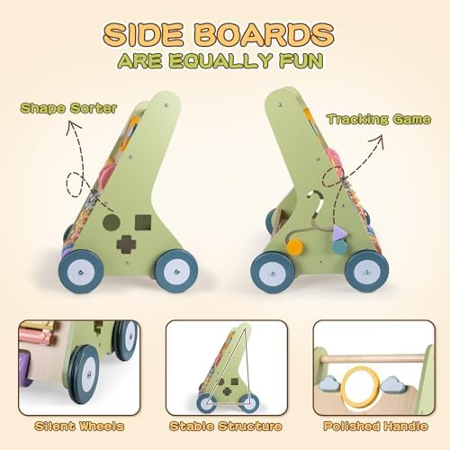 LOL-FUN Wooden Baby Walker with Wheels, Push Toy for Boys Girls 12 Months - Image 5