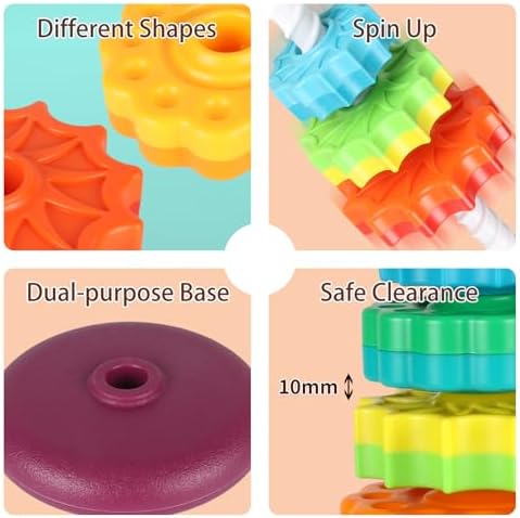 Spinning Stacking Toys for Toddlers 1-3, Ring Stacker for Babies 0-6-12-18 Months, Spinner for Infants, Montessori Autism Sensory Toys, 1 2 3 Year Old Girl Boy Christmas Birthday Gifts - Image 4
