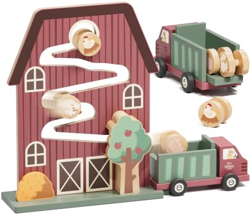 Lehoo Castle Wooden Montessori Toys for 1 Year Old, Farm Animal Ramp Toy by LehooCastle