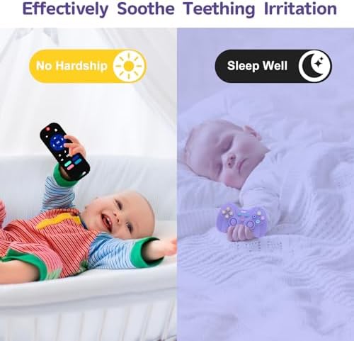Hooku 2 Pack Remote Teether for Baby, Silicone Teethers for Babies 6-12 Months, Baby Teething Toys for Babies 0-6 Months, Remote Control Toy, Infant Gifts for Boys Girls - Image 3