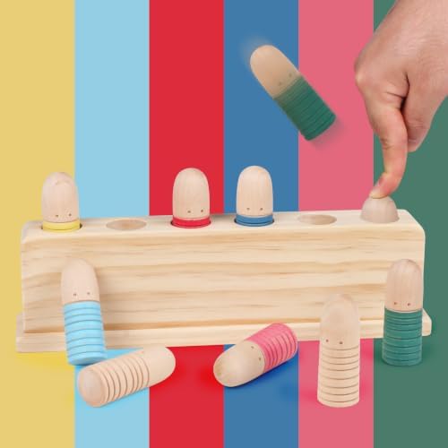 Wooden Pop Up Puppets|Wooden Cause and Effect Toys for Boys & Girls, Montessori Color Matching Toys,Special Festival Gift for Kids 2 3 4 by TotatatreeWoodenToys