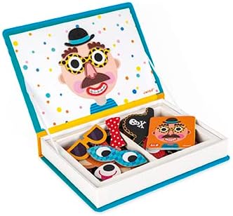 Janod - Magnetibook 83 Pc Magnetic Boy Crazy Face Dress Up Game - Decorating Fridge with Magnetic Letters - Enhances Creativity and Learning - Boosts Self-Confidence - Portable and Easy Storage - Image 3