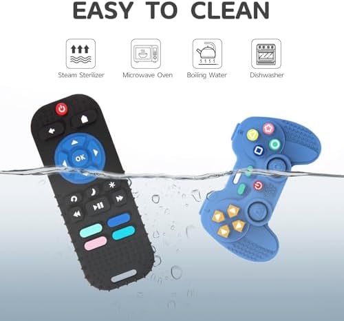 Hooku 2 Pack Remote Teether for Baby, Silicone Teethers for Babies 6-12 Months, Baby Teething Toys for Babies 0-6 Months, Remote Control Toy, Infant Gifts for Boys Girls - Image 6
