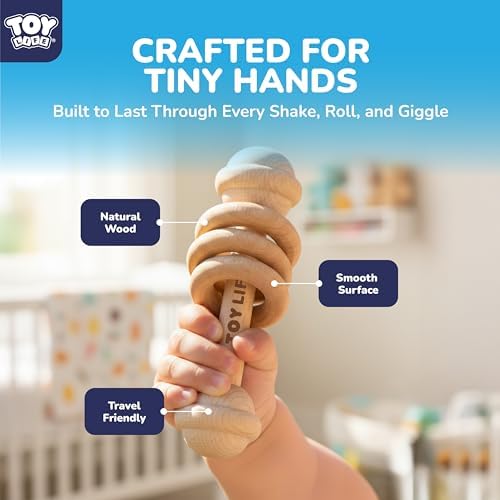 TOY Life Wooden Toys Cars, Montessori Baby Toys 6-12 Months, Wooden Baby Toys Rattle Cars for Toddlers 1-3, Baby Boy Nursery Decor, Montessori Toys for 1 Year Old Boy (6 PCS Rattle Set) - Image 3