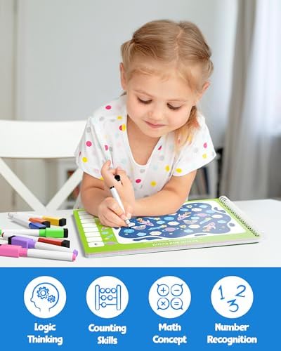 Coogam Math Learning Game for Kids Age 3-8, Number Tracing Handwriting Practice Workbook, Math Addition and Subtraction, Montessori Educational Preschool Learning Activities Gift Toy - Image 2