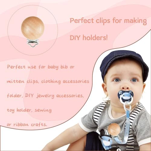 18 Pieces Wood Pacifier Clips Toy Suspender Clips Baby Teething Grasping Suspender Clips Charm DIY Pacifier Holder Clips Pacifier Accessories - Image 4