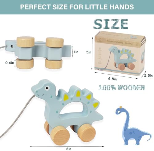 Baby Toys Car,Wooden Pull Along Toy for Toddlers 1 2 3 Year Olds - Image 6