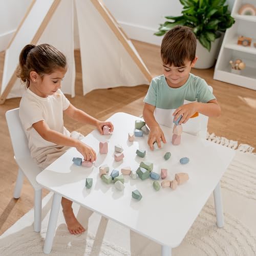Comfy Cubs Stacking Rocks 36 Pieces, 36 Months+, Educational Toddler Stacking Blocks, Promotes Imagination, Balance & Fine Motor Skills - Wooden Rocks Sensory Toys Gift for Kid, Neutral Pack - Image 2
