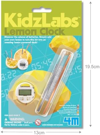 4M KidzLabs Lemon Clock - DIY STEM Science Kit & Battery-Free Digital Clock - Image 3