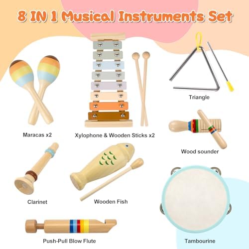 Baby Montessori Musical Toys, Boho Xylophone Percussion for Toddlers 1-3 - Image 2