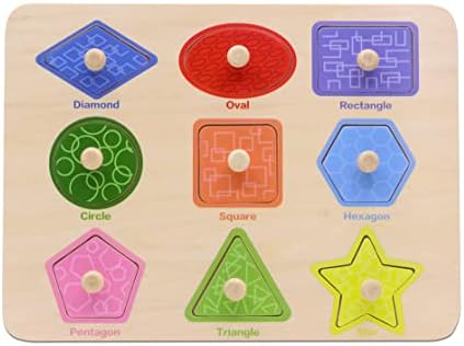 Aile Toddler Wooden Preschool Learning Shape Peg Puzzle Board Toys - Image 2