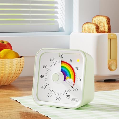 Visual Timer for Kids, Rainbow Timer with Pause Function, Green - Image 4