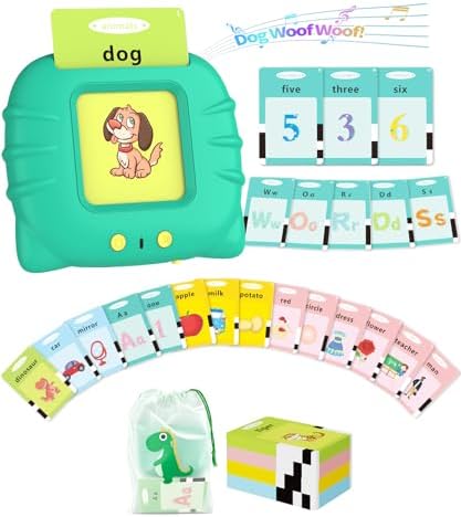 Aullsaty Talking Flash Cards for Toddlers 1-5 Years Old, Upgraded 536 Sight Words with 6 Songs Montessori Autism Sensory Toys, Educational Learning Speech Therapy Birthday Gifts for Boys Girls (Green) by Aullsaty