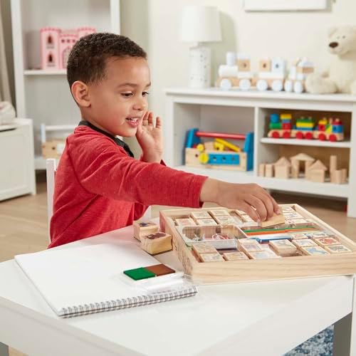 Melissa & Doug Deluxe Wooden Stamp Set: Animals - 30 Stamps, 6 Markers, 2 Stamp Pads Kids Art Projects, Wooden Stamps with Washable Ink, for Kids Ages 4+ - Image 2