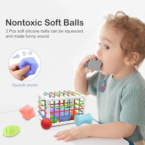 AiTuiTui Baby Sensory Montessori Activity Toys for 1 2 Year Old Boy Girl, Early Learning Develop Shape Sorter Cube with Soft Textured Balls for Infants Toddler Birthday or Easter Gifts - Image 5