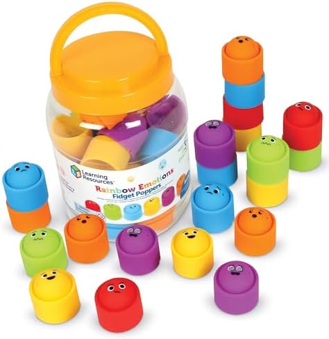 Learning Resources Rainbow Emotion Fidget Poppers Classroom Set, 24 Pieces, Ages 3+, Autism Sensory Toys, Social-Emotional Learning,Sensory Toys for Toddlers by LearningResources