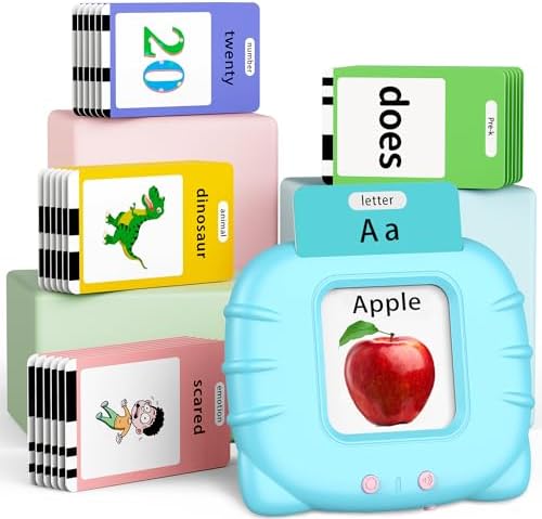 Eaever 580 Pre-K Sight Words Talking Flash Cards with Dolch Words,Letters/Number(0-100), Etc, Speech Therapy, Autism Sensory Toys, Easter Basket Stuffer Gifts for 3-6 Year Old Boys and Girls, Blue by Eaever