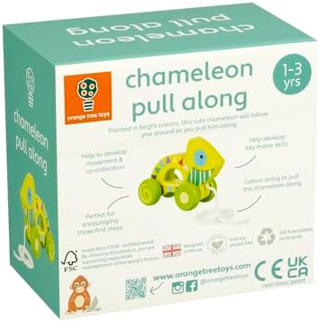 Orange Tree Toys: Pull Along: Chameleon - Wooden Toy, Colorful Wheeled Character, Encourage First Steps, FSC Certified, Toddler & Kids Ages 1+ - Image 4