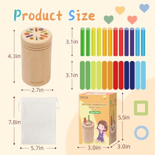Montessori Wooden Color Sorting Toys for 18 Month Old,Preschool Learning Activities Educational Fine Motor Matching Game,Birthday Gifts for Boys Girls - Image 5