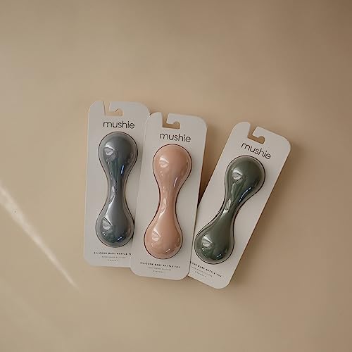 mushie Silicone Baby Shaker Rattle Toy | Ages 3+ Months (Cambridge Blue) - Image 6
