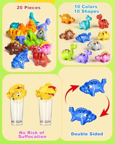 Dinosaur Number Learning Toys for Toddlers Kids 3-5, 10 Unique Dinos - Image 5