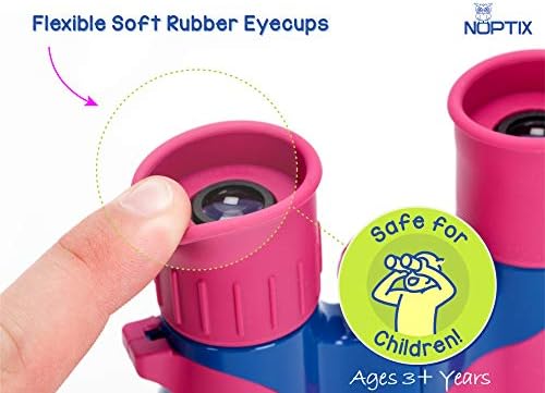 Binoculars for Kids, Girls or Boys Real Kids Binoculars in Vibrant Pink Blue - includes Sticker Book with 40 Bird Species - Kids Toys Small Binoculars, Toddler Binoculars - Image 2