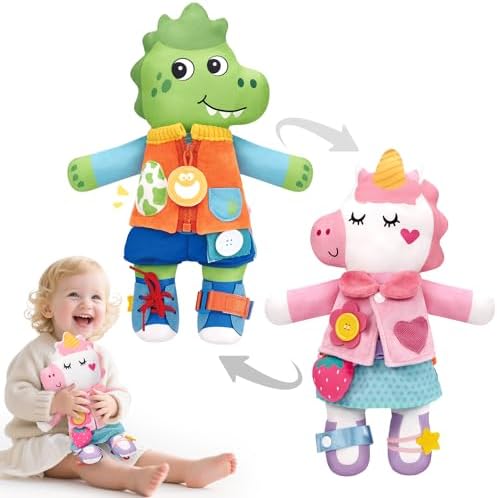 hahaland 2-in-1 Montessori Busy Doll, Learn to Dress Toy for Toddlers 1-3 by hahaland