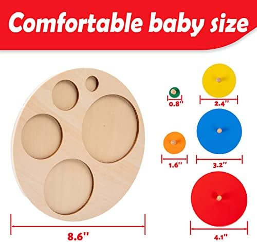 Montessori Toys for 3+ Years Old-Shape Puzzle Board,Wooden Peg Circle Puzzle,Jumbo Knob Puzzles for Baby Games Shape Sorter First Baby Puzzle for Toddler Gift for Boys Girls(Multiple Circle Puzzles) - Image 5