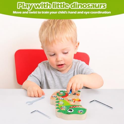 Montessori Dinosaur Screw Board, 8 Screws, Fine Motor Toy for Kids Ages 3+ - Image 3