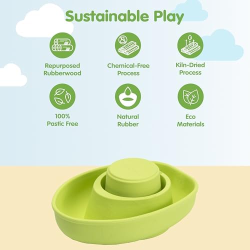 PlanToys® Pastel Green Rubber Convertible Boat Water & Sensory Play Toy - Image 3