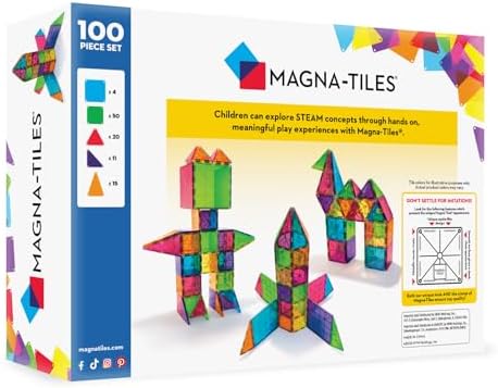 MAGNA-TILES Classic 100-Piece Magnetic Construction Set, The Original Magnetic Building Brand - Image 2